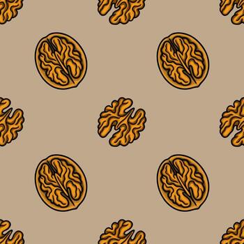 Walnut pattern design on beige background vector
