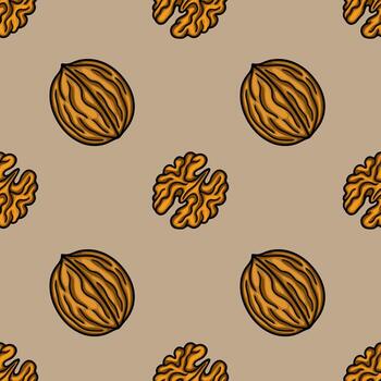 Walnut pattern design on a beige background vector