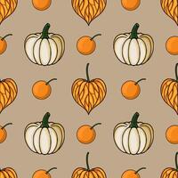 Pattern of pumpkins and oranges vector