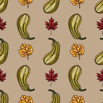 Gourd and leaf pattern background design vector
