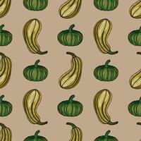 Pattern featuring pumpkins and bananas vector