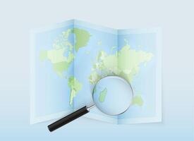 Map and magnifying glass illustration vector