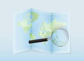 Map with magnifying glass vector