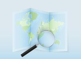 Map with magnifying glass for exploration vector