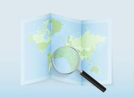 Map with magnifying glass vector