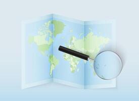 Map of the world with magnifying glass vector