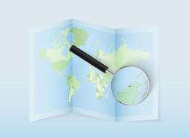 World map with a magnifying glass vector