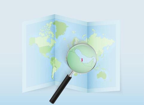 Map and magnifying glass highlighting a region vector