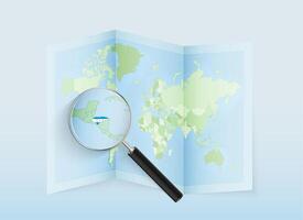 World map with magnifying glass vector