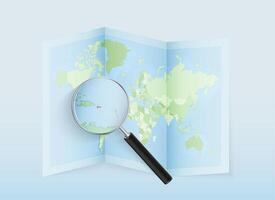 World map with magnifying glass vector