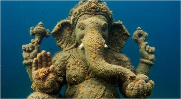 Ancient Ganesha Statue Underwater Artificial Reef Pulau Menjangan Bali photo