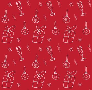 Seamless pattern of hand drawn doodle sketch new year Christmas elements isolated on background vector