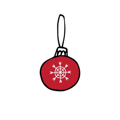 Hand drawn doodle sketch Christmas tree decoration ball isolated on white