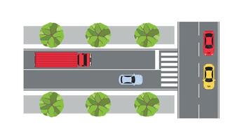 Crossroad top view. A city road with a popoh on the side of the road. Illustration. A toll road with transportation. vector