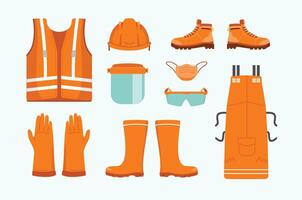 Safety gear collection in orange color vector
