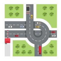 Traffic intersection with roundabout illustration vector
