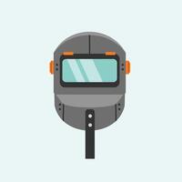 Flat style construction safety welding mask icon. Safety mask, worker hat, protection and security concept. vector