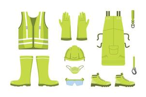 Safety gear including vests, gloves, and boots vector
