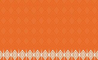 Orange pattern fabric in Lao silk style, ikat pattern, white pattern and orange background, vector