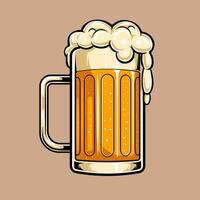 illustration of beer in a glass and looks foamy vector