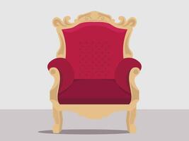 Elegant red armchair with golden accents vector