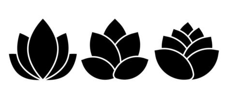 Black Lotus symbol icon set design, Meditation, Zen and Spa graphic elements in Modern Minimal style, Editable vector