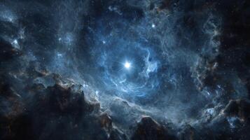 Stunning Cosmic Nebula with Bright Star Illumination in Deep Space Environment Capturing the Beauty of the Universe photo