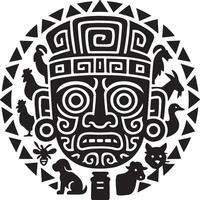 the aztec symbol is a black and white image vector