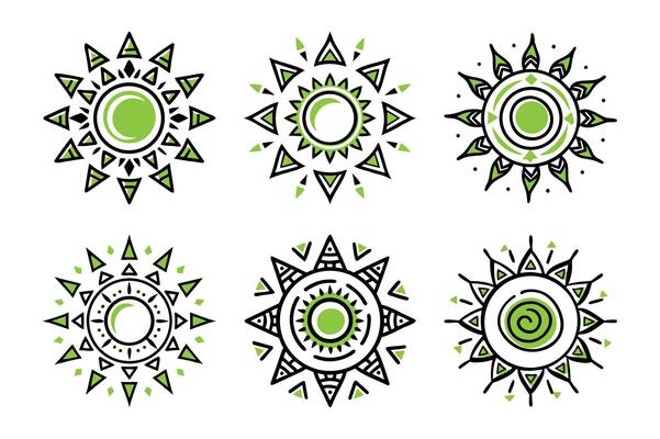 set of sun and moon symbols