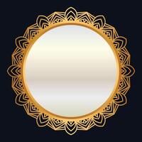 Golden circle frame text box with gold award ribbon icon anniversary badge vector