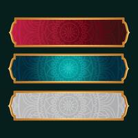Islamic Themed Decorative Banners With Set Of Luxury Golden Arabic Banner Title Frame Text Box vector