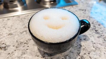 Sip a Happy Morning with a Smiley Face Latte Art Coffee photo