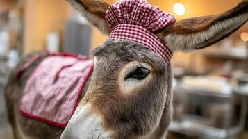 Cute Donkey Dressed as a Chef Ready to Cook Up a Storm photo