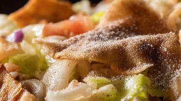 Delicious Salad with Crispy Pita Chips and Fresh Vegetables. photo
