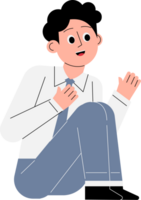 Boy sitting on floor confused png