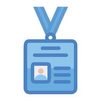 Blue id badge identification card employee access pass security identity name tag accreditation vector