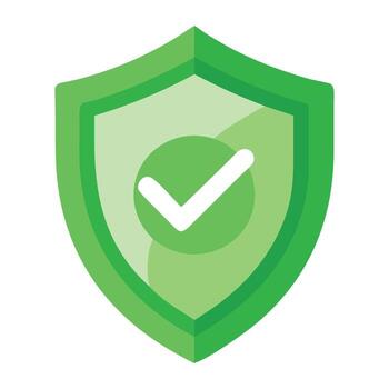 Green security shield with check mark for protection safety and approved validation icon concept vector