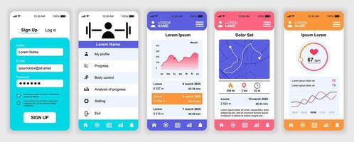 Mobile app design screens for fitness tracking vector