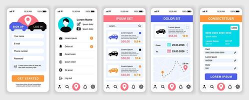 Mobile app interface design screenshots vector