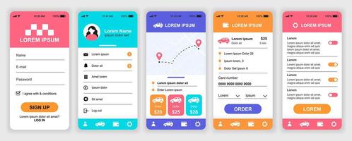 Car service app user interface designs vector