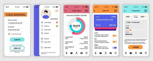 Banking app interface on mobile devices vector