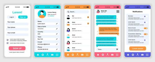 Mobile app user interface designs vector