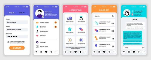 Mobile app interface design screens vector