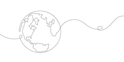 Planet Earth.Map.One line drawing. vector