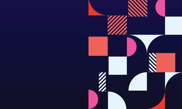 Blue Geometric mosaic pattern illustration with abstract shapes. Fresh organic concept background print. Eco friendly minimalist shape texture, geometry collage vector