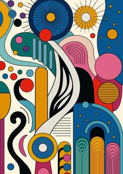 Psychedelic abstraction. Scandinavian style of painting with geometric element. vector