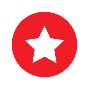 un fuerte plano diseño presentando un blanco cinco puntas estrella centrado en un rojo círculo, comúnmente usado en insignias, premios, o tema militar efectos visuales vector