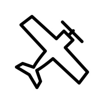 Top view line art icon of a single engine propeller airplane vector