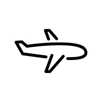 Simple and clean outline icon of a generic airplane in profile vector