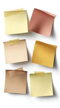 Assorted Metallic Sticky Notes on White Background Perfect for Organization Reminders and Creative Projects with Warm Tones photo